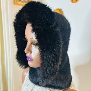 Elegant Black Faux Fur Hood